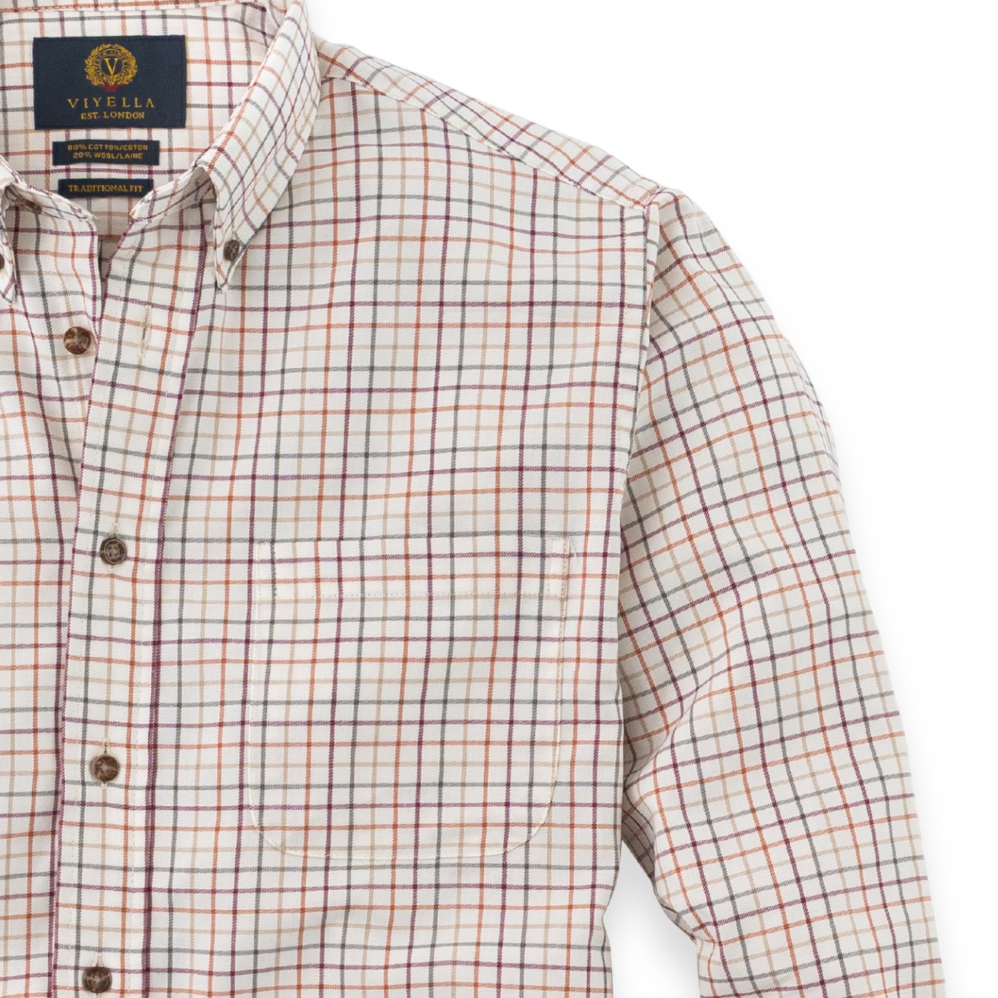 Men's Autumnal Tattersall Viyella Shirt Cotton Wool Blend