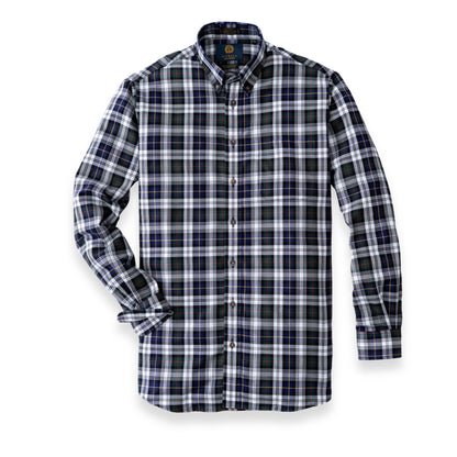 Men's Brunswick Green and Navy Blue Plaid Viyella Shirt