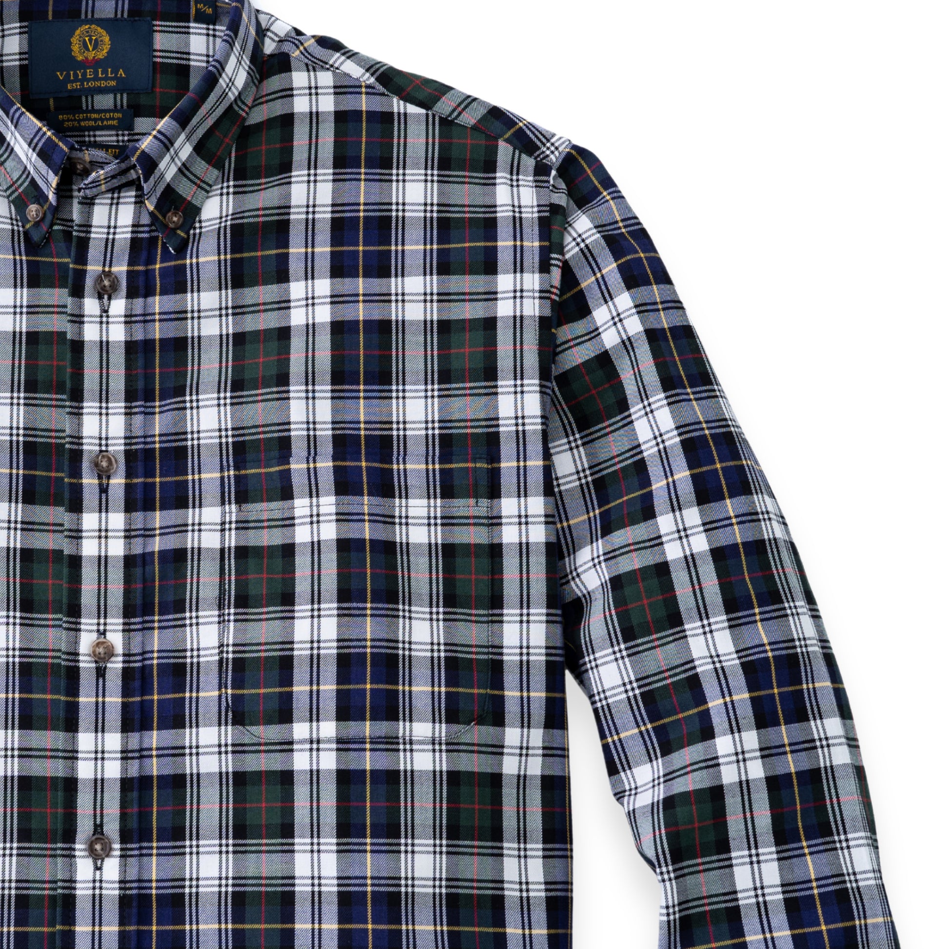 Men's Brunswick Green and Navy Blue Plaid Viyella Shirt