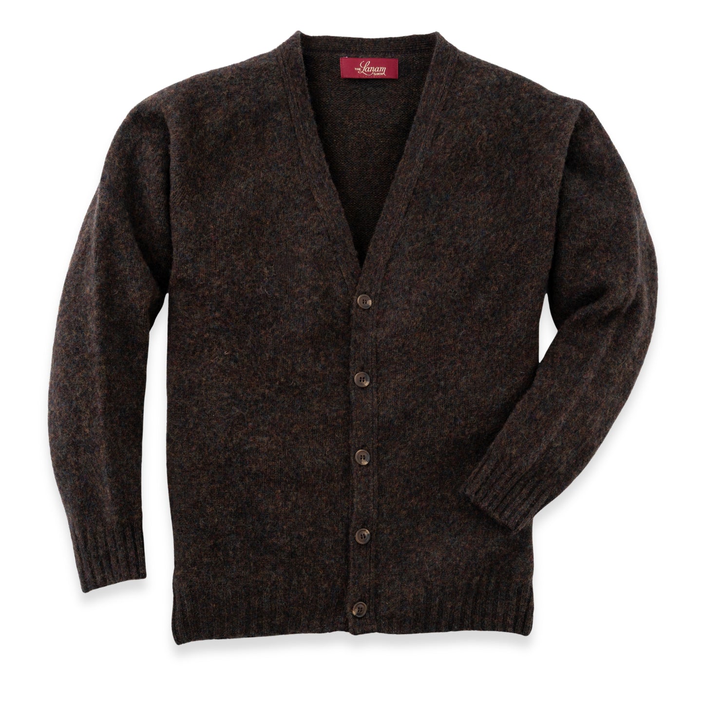 Men's Brushed Shetland Wool Cardigan | Carob Brown