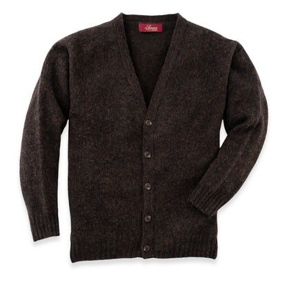 Men's Brushed Shetland Wool Cardigan | Carob Brown