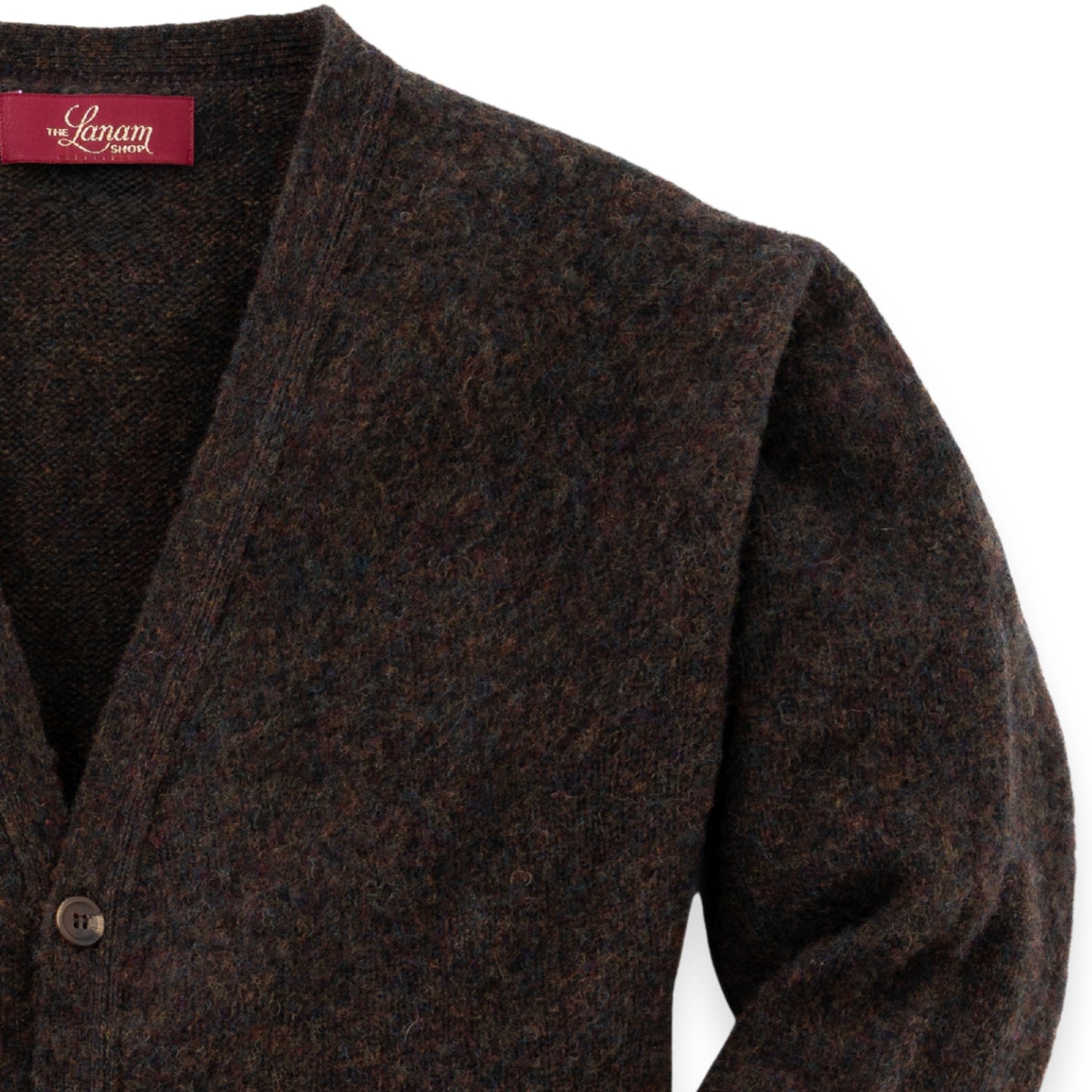 Men's Brushed Shetland Wool Cardigan | Carob Brown