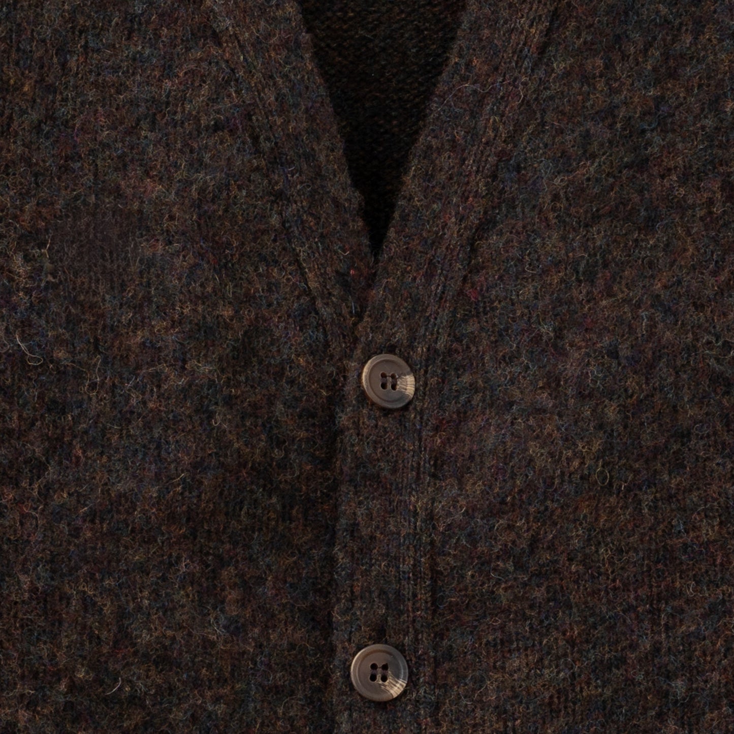 Men's Brushed Shetland Wool Cardigan | Carob Brown