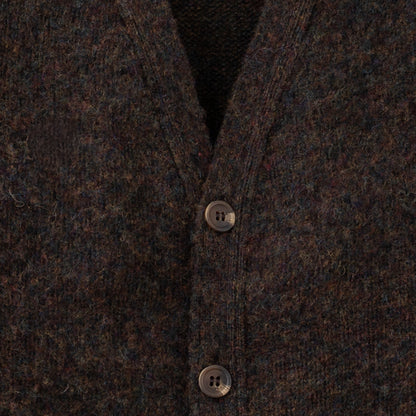 Men's Brushed Shetland Wool Cardigan | Carob Brown