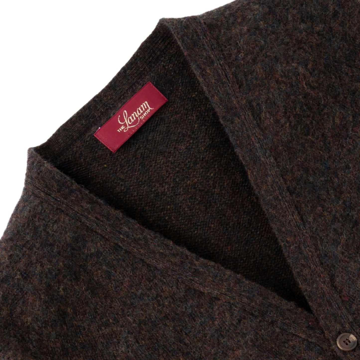 Men's Brushed Shetland Wool Cardigan | Carob Brown