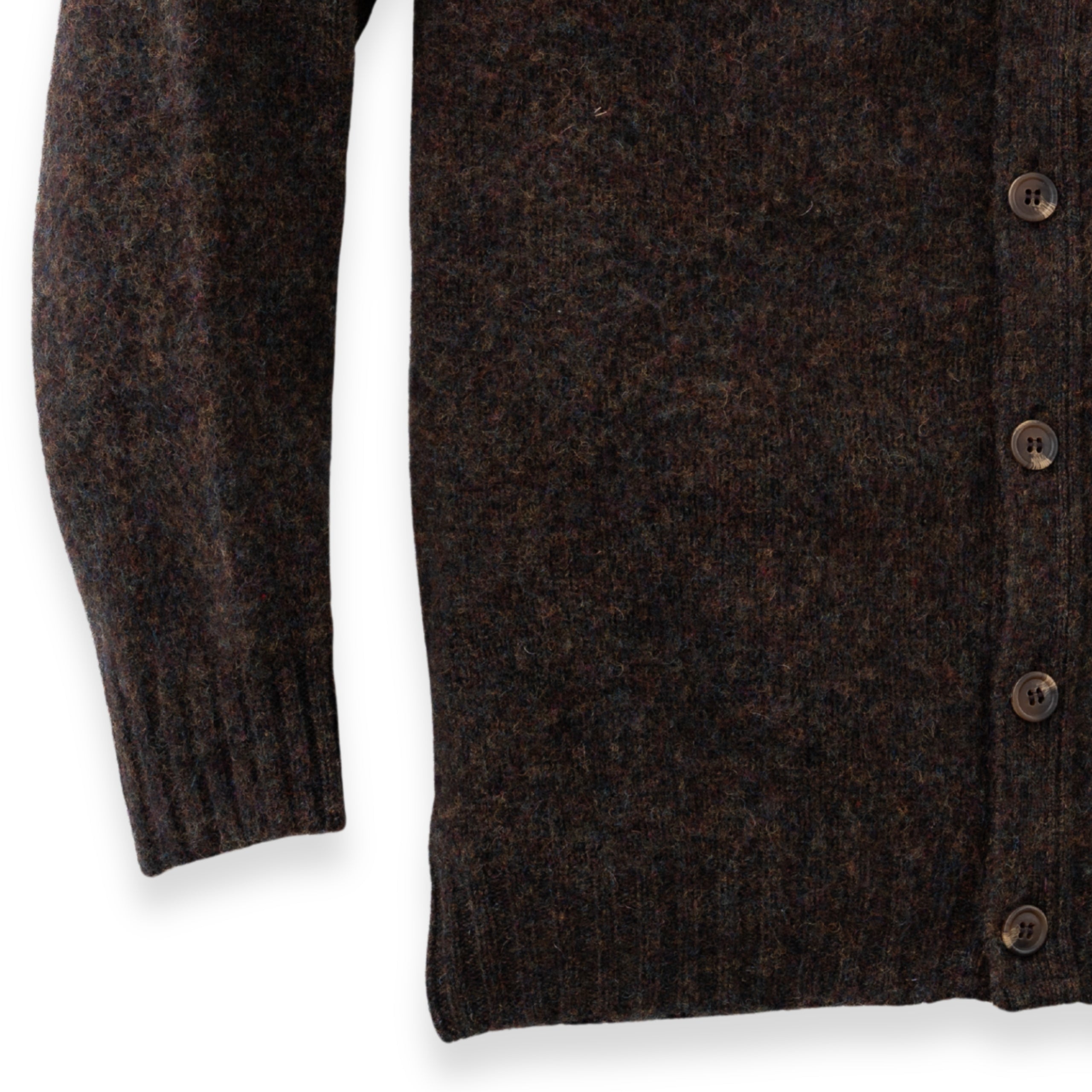 Men's Brushed Shetland Wool Cardigan | Traditional Thistle-Brushed