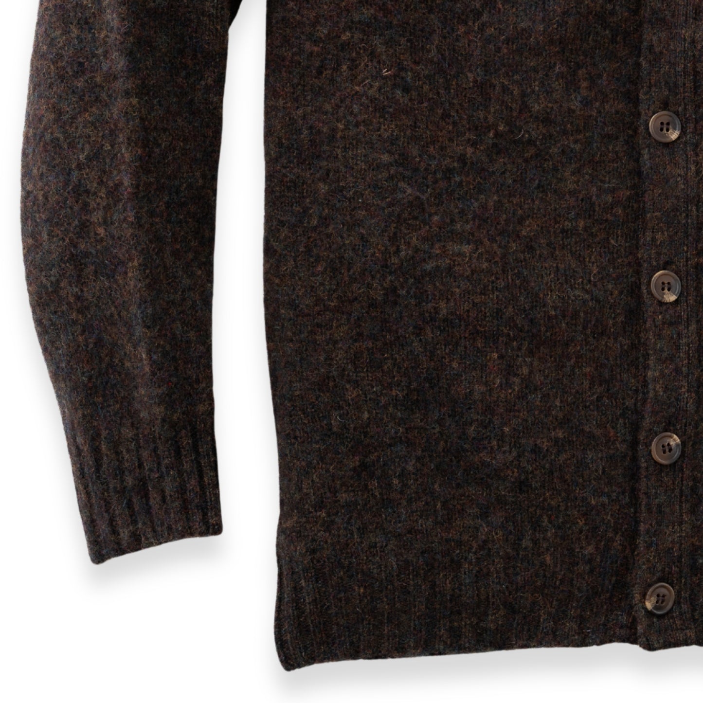 Men's Brushed Shetland Wool Cardigan | Carob Brown