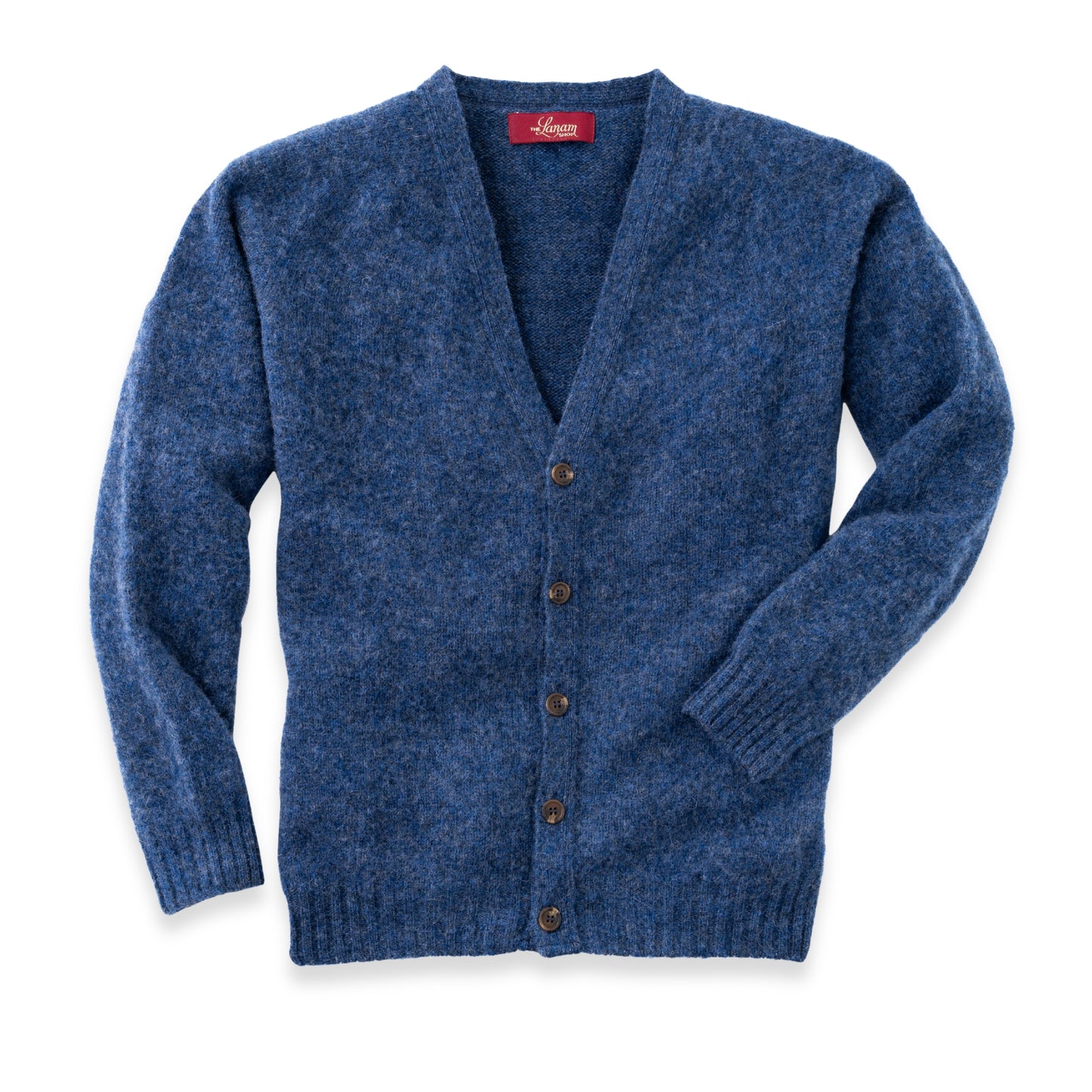Men's Brushed Shetland Wool Cardigan | Denim Blue
