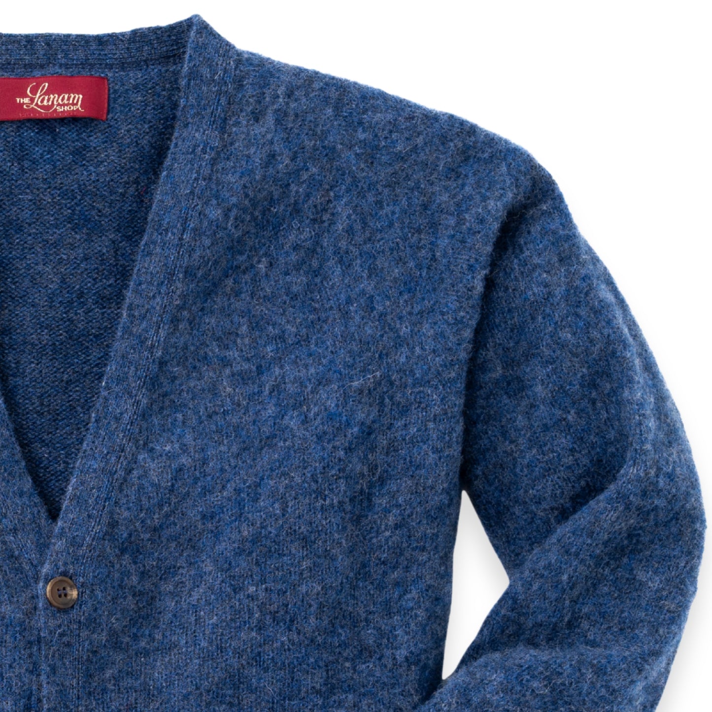 Men's Brushed Shetland Wool Cardigan | Denim Blue