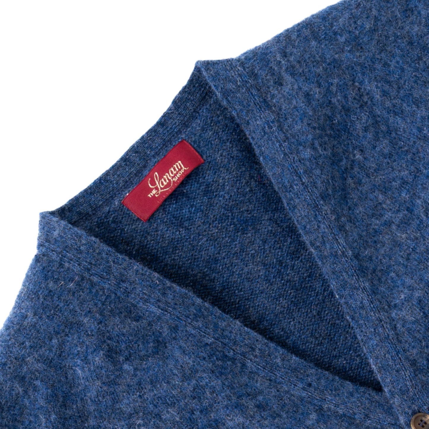 Men's Brushed Shetland Wool Cardigan | Denim Blue