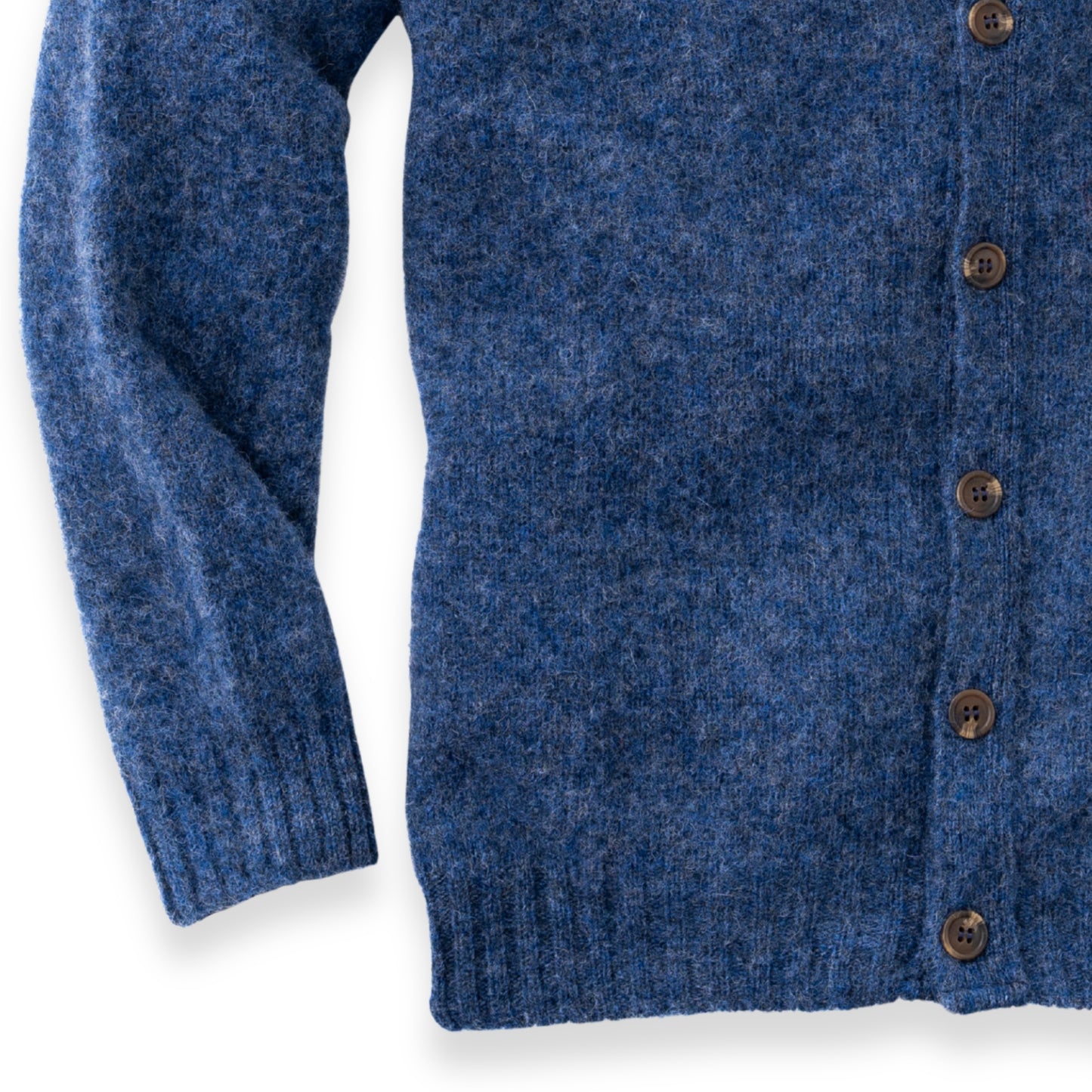Men's Brushed Shetland Wool Cardigan | Denim Blue