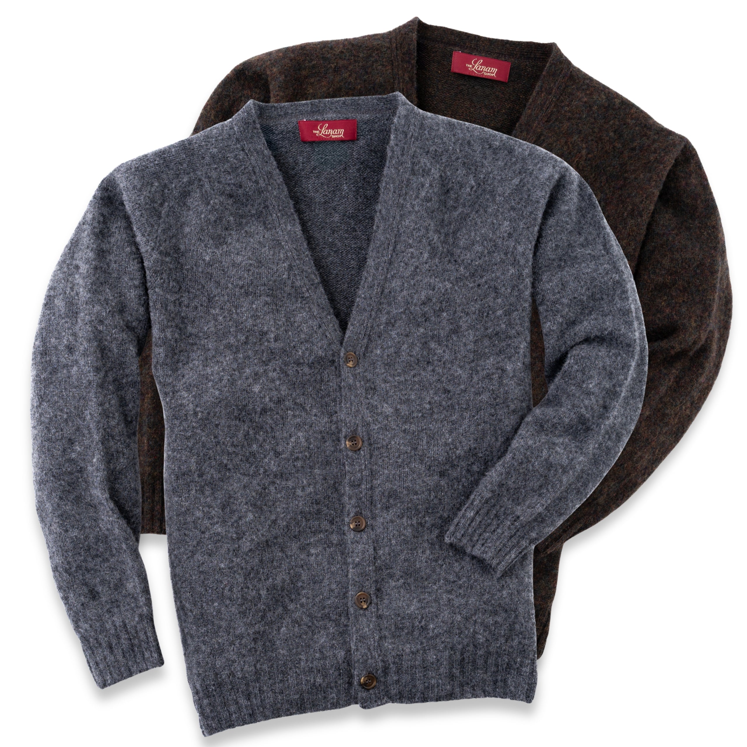 Men's Brushed Shetland Wool Cardigan | Traditional Thistle-Brushed