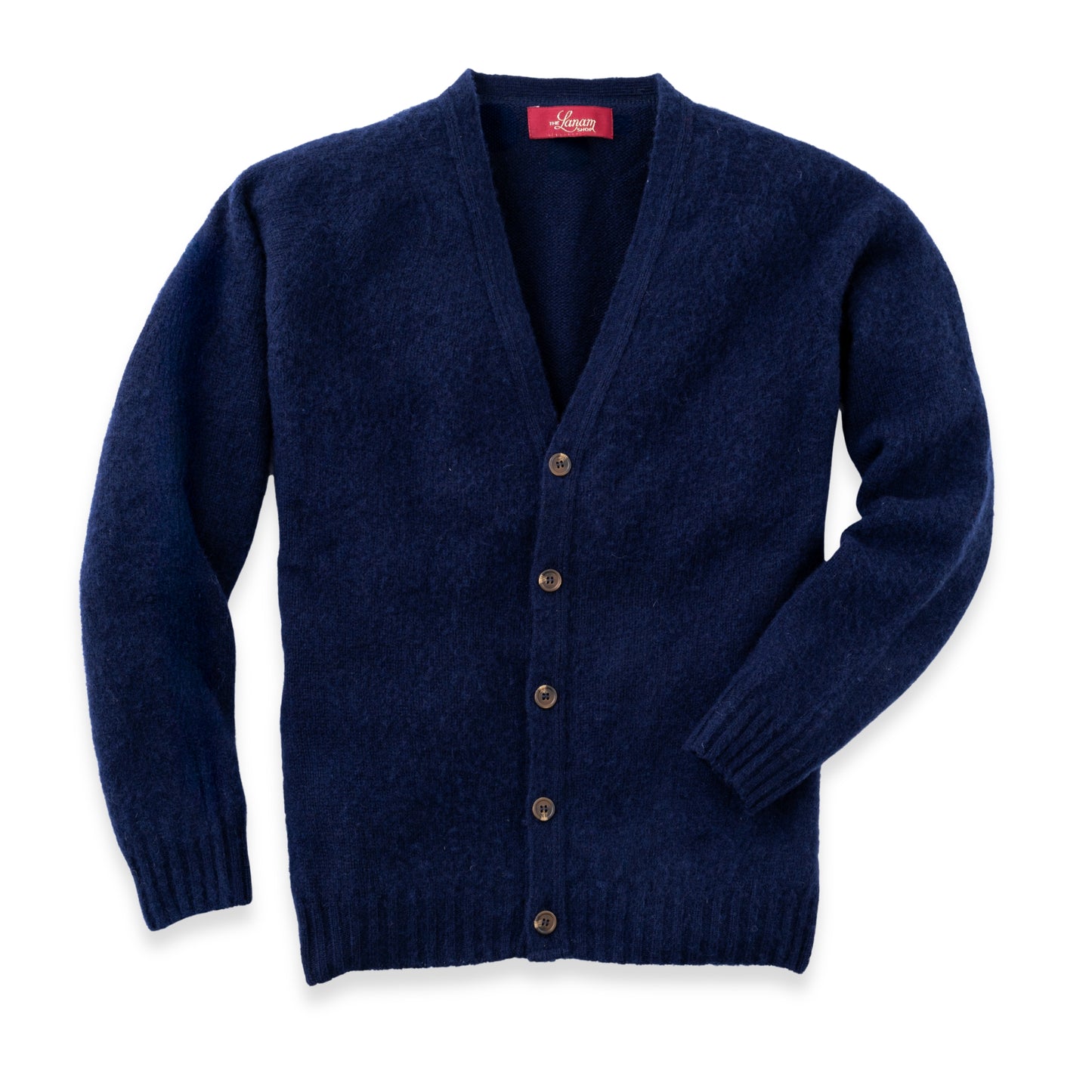 Men's Brushed Shetland Wool Cardigan | Navy Blue