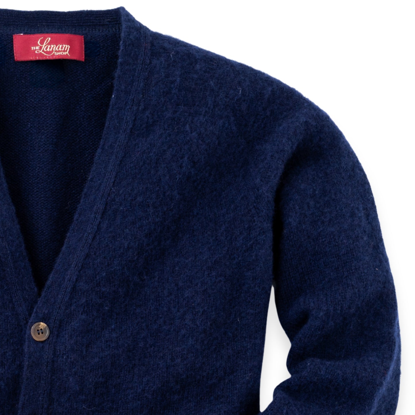 Men's Brushed Shetland Wool Cardigan | Navy Blue