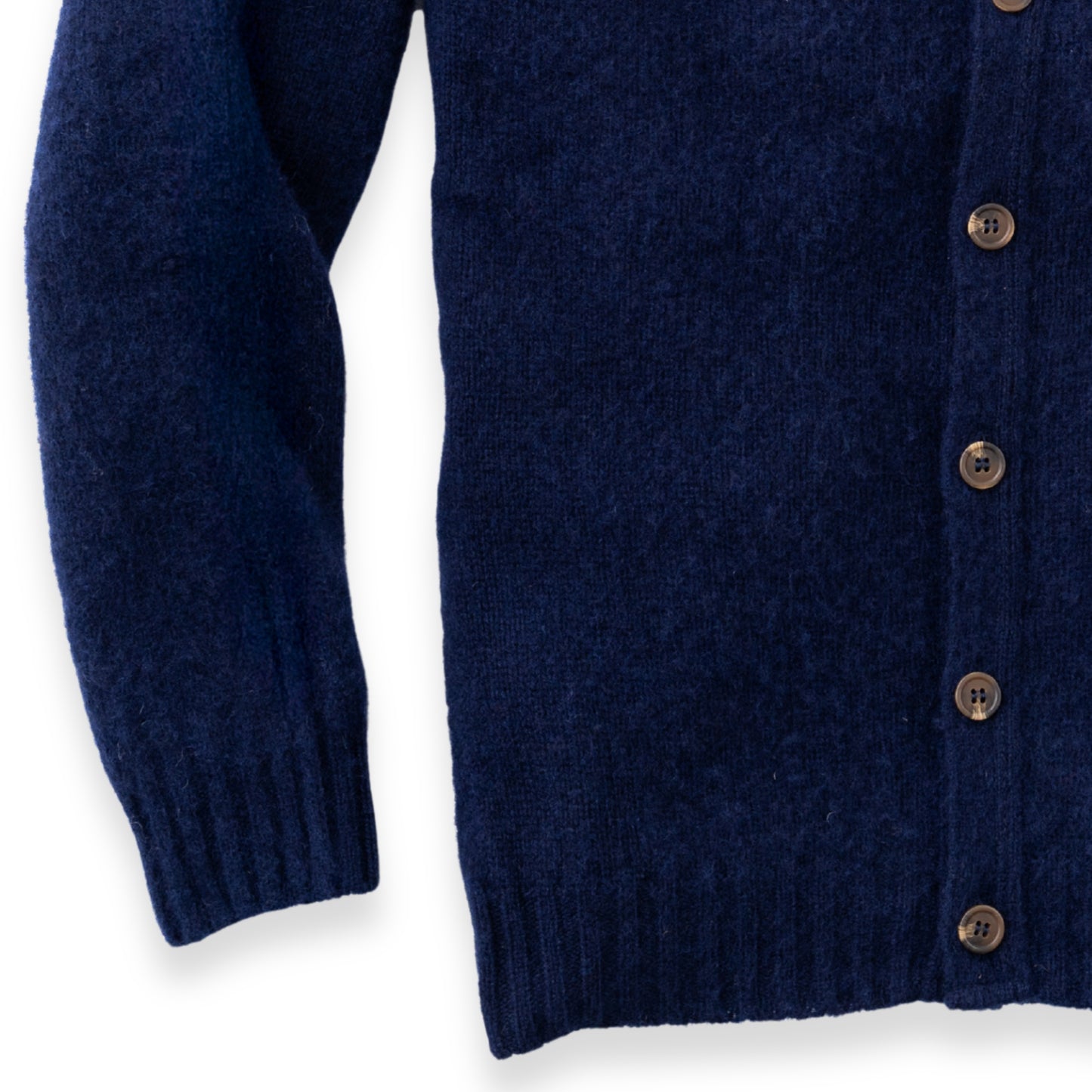 Men's Brushed Shetland Wool Cardigan | Navy Blue