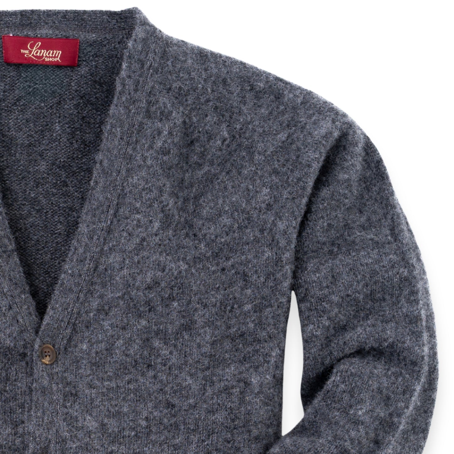 Men's Brushed Shetland Wool Cardigan | Oxford Grey