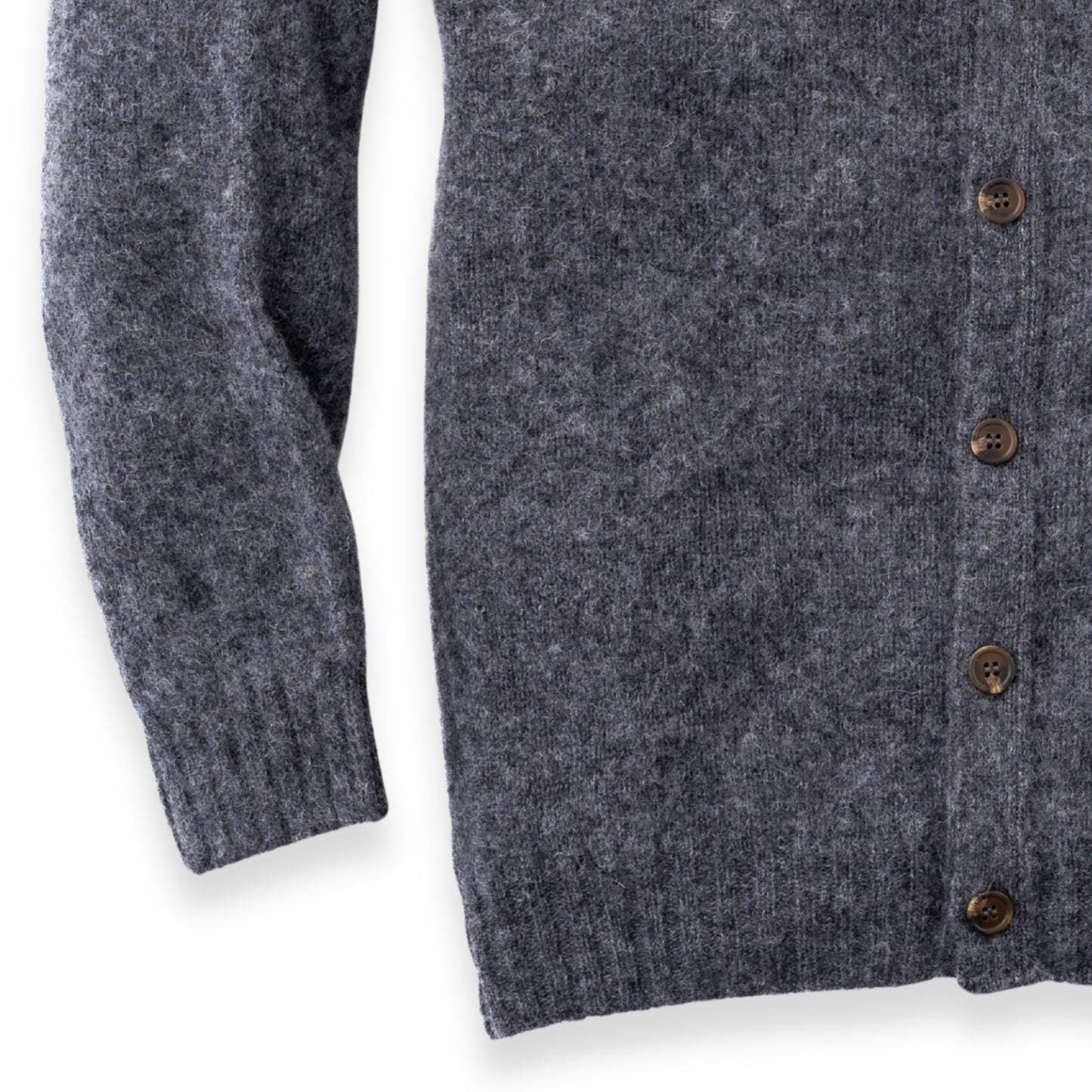 Men's Brushed Shetland Wool Cardigan | Oxford Grey
