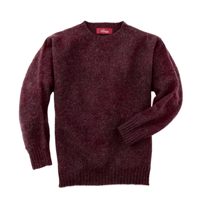 Men's Brushed Shetland Wool Crew Neck Sweater | Beetroot Red