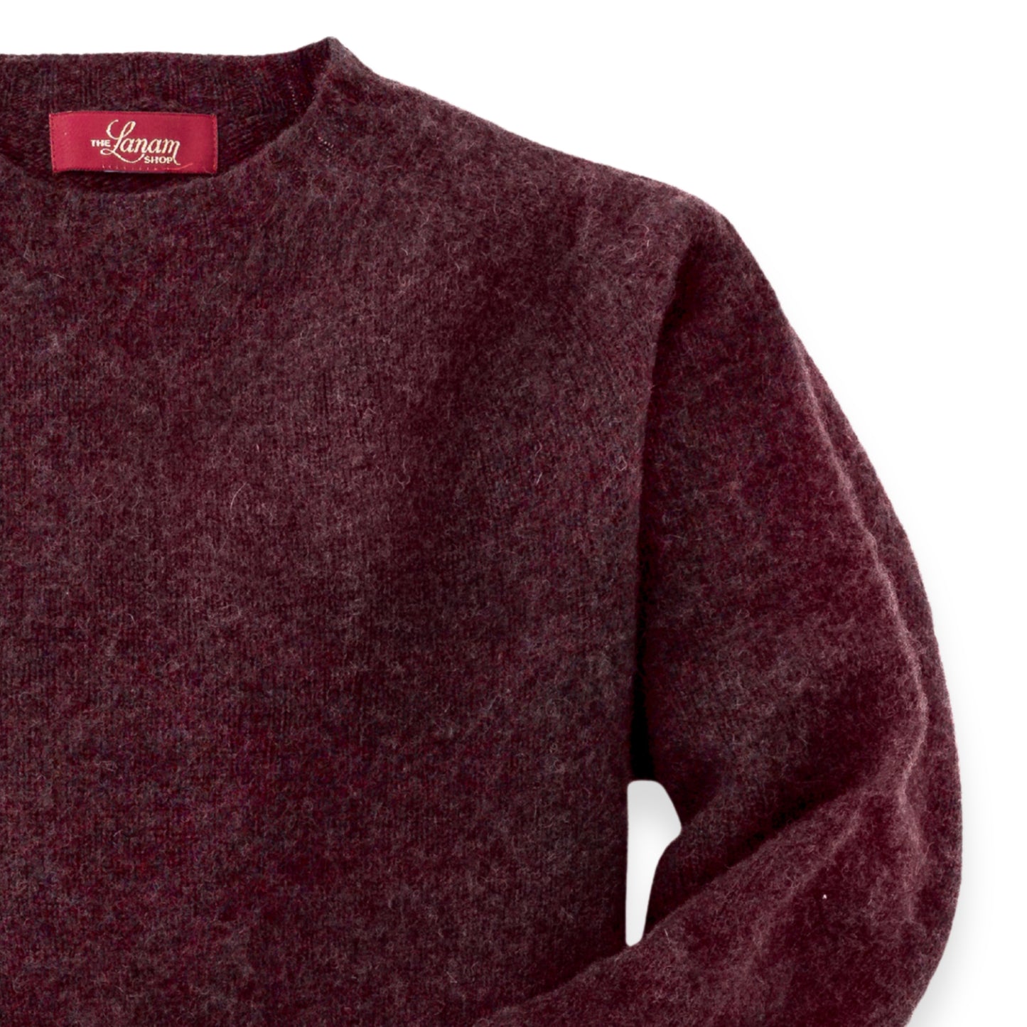 Men's Brushed Shetland Wool Crew Neck Sweater | Beetroot Red