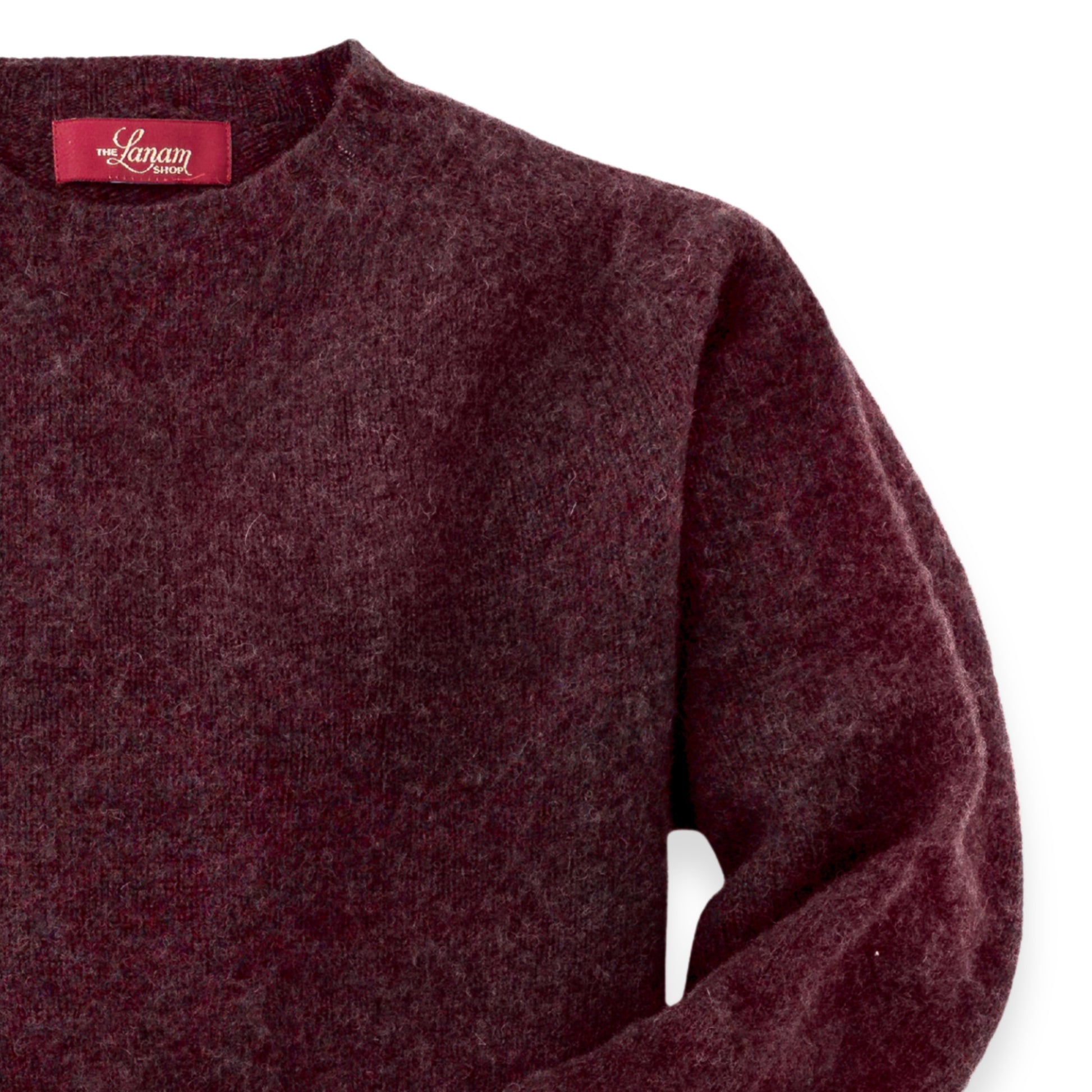 Men's Brushed Shetland Wool Crew Neck Sweater | Beetroot Red