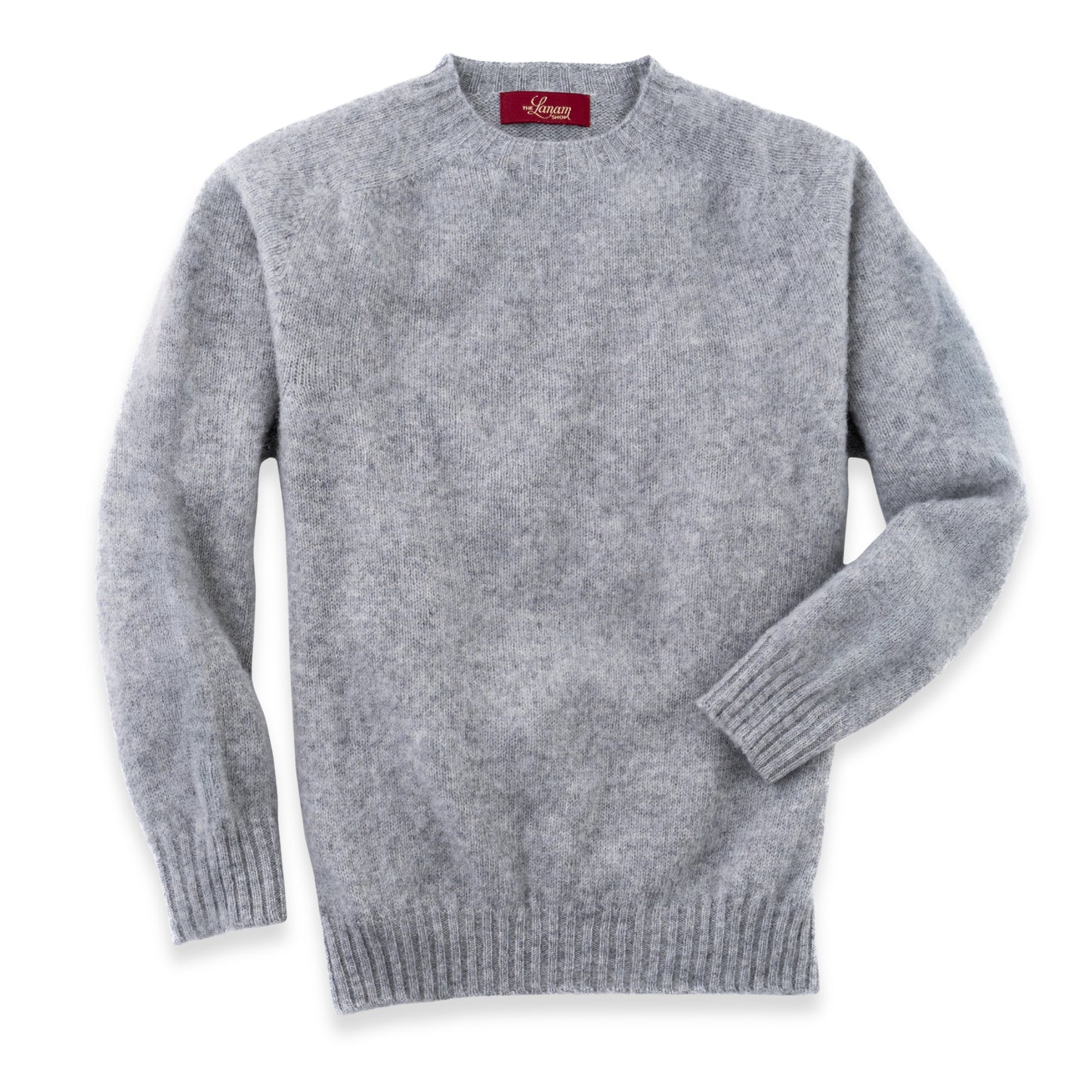Men's Brushed Shetland Wool Crew Neck Sweater | Blazer Grey