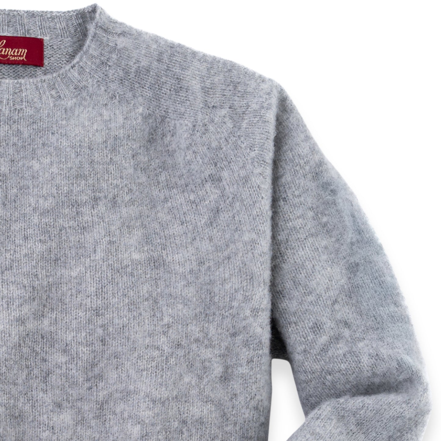 Men's Brushed Shetland Wool Crew Neck Sweater | Blazer Grey