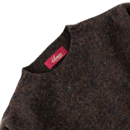 Men's Brushed Shetland Wool Crew Neck Sweater | Carob Brown