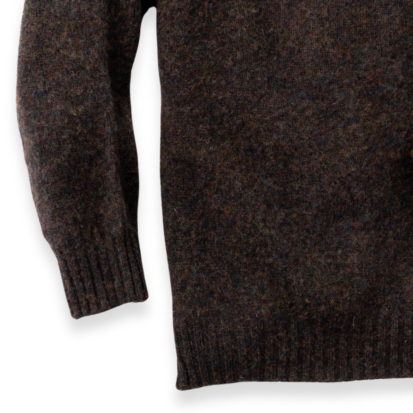 Men's Brushed Shetland Wool Crew Neck Sweater | Carob Brown