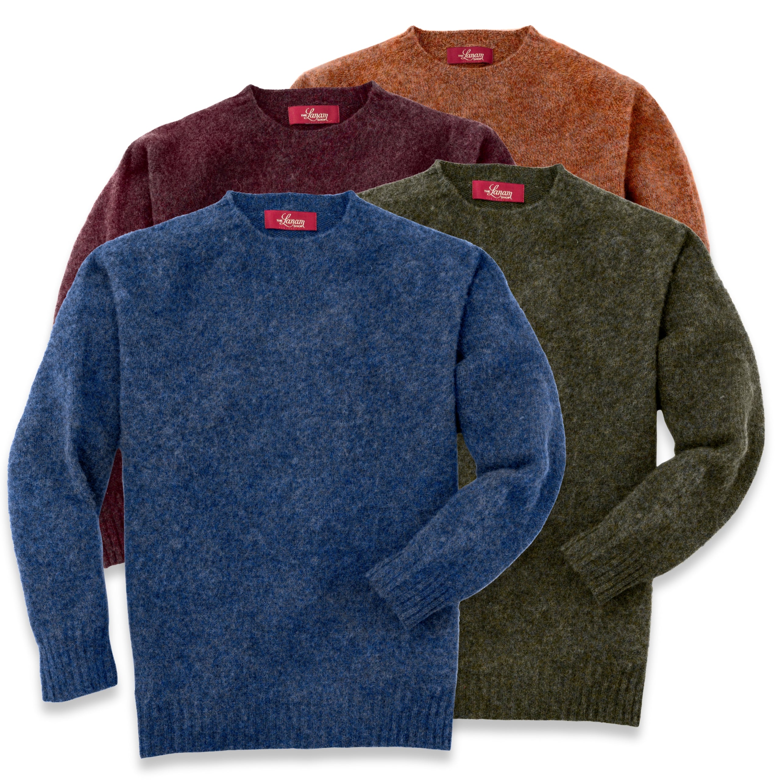 Men's Crew Neck Sweaters: Cashmere, Lambswool, Shetland Wool, and