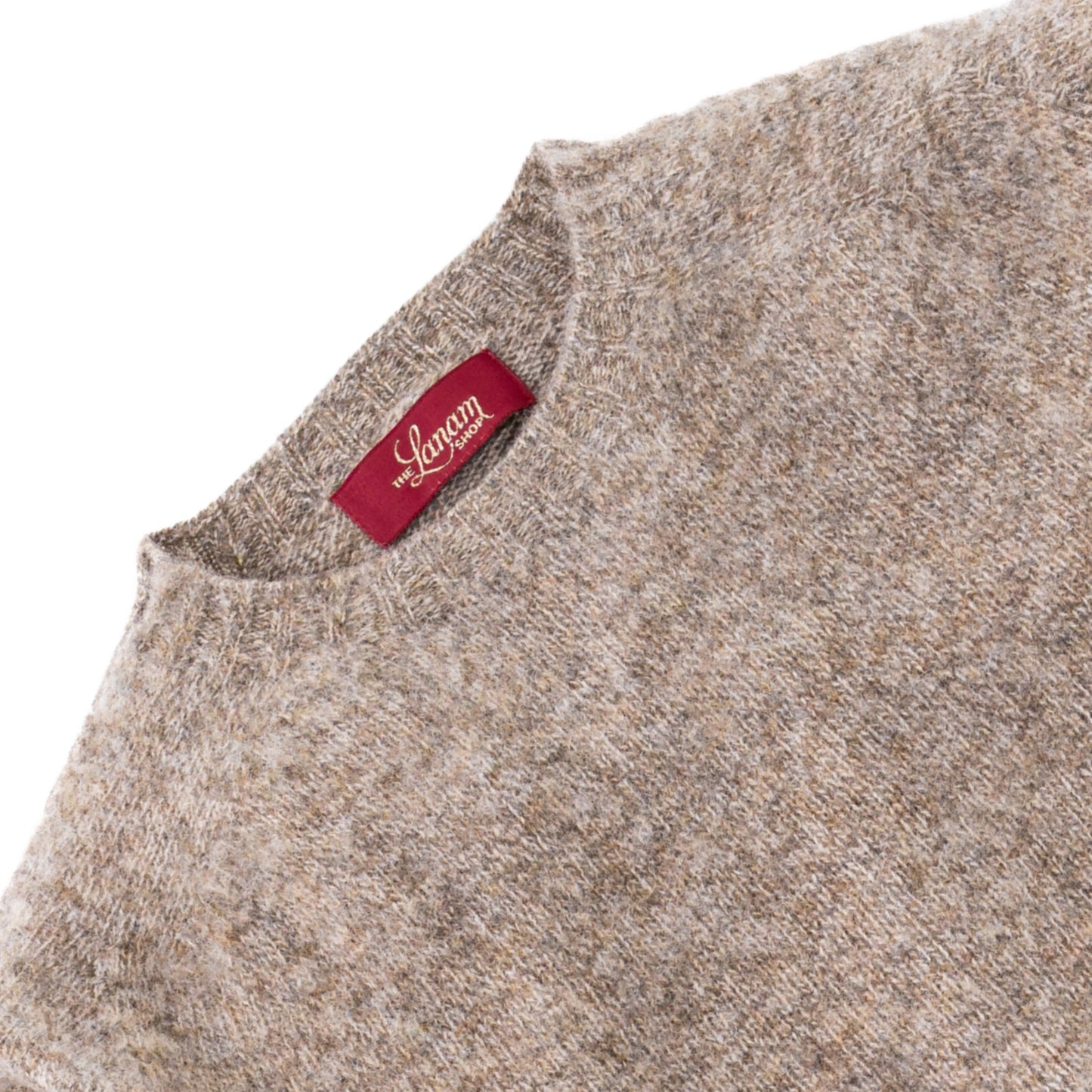 Men's Brushed Shetland Wool Crew Neck Sweater | Mushroom Beige