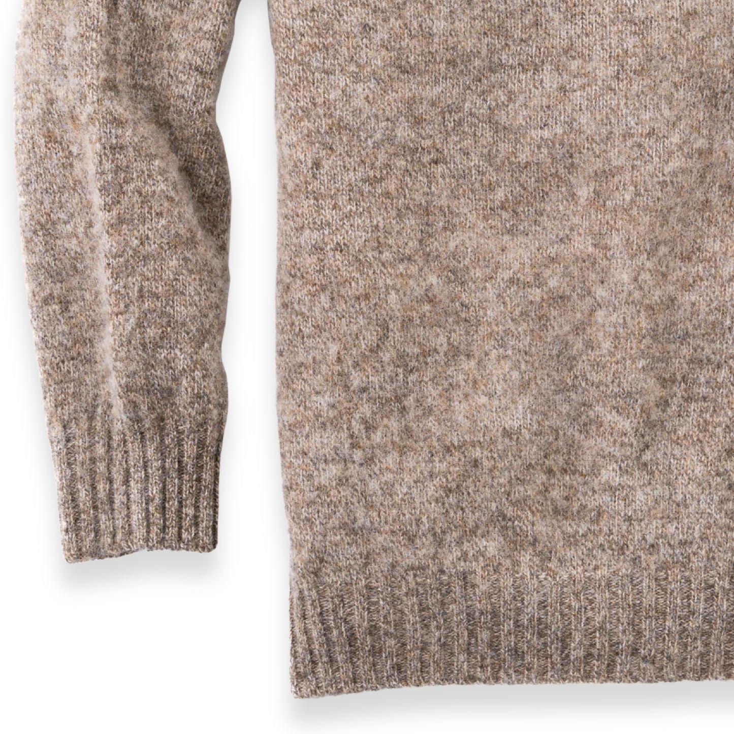 Men's Brushed Shetland Wool Crew Neck Sweater | Mushroom Beige
