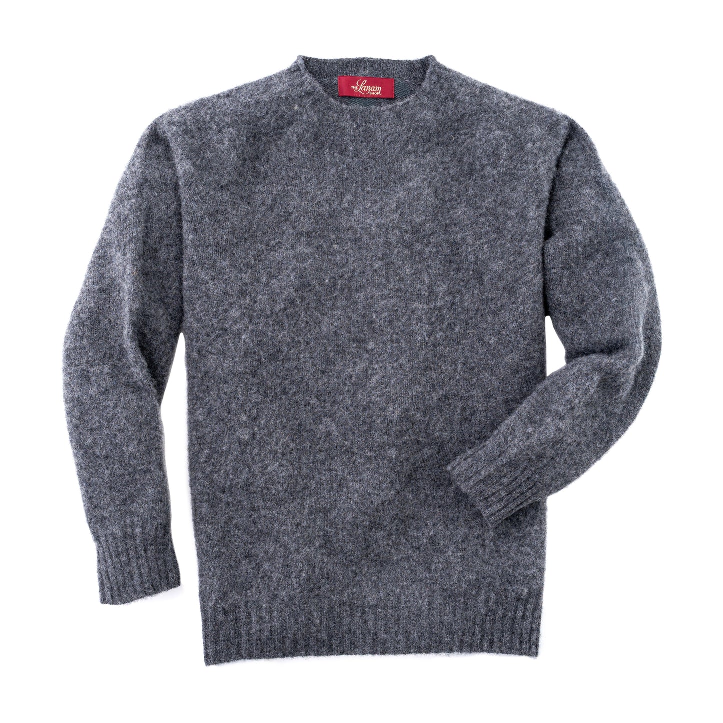 Men's Brushed Shetland Wool Crew Neck Sweater | Oxford Grey