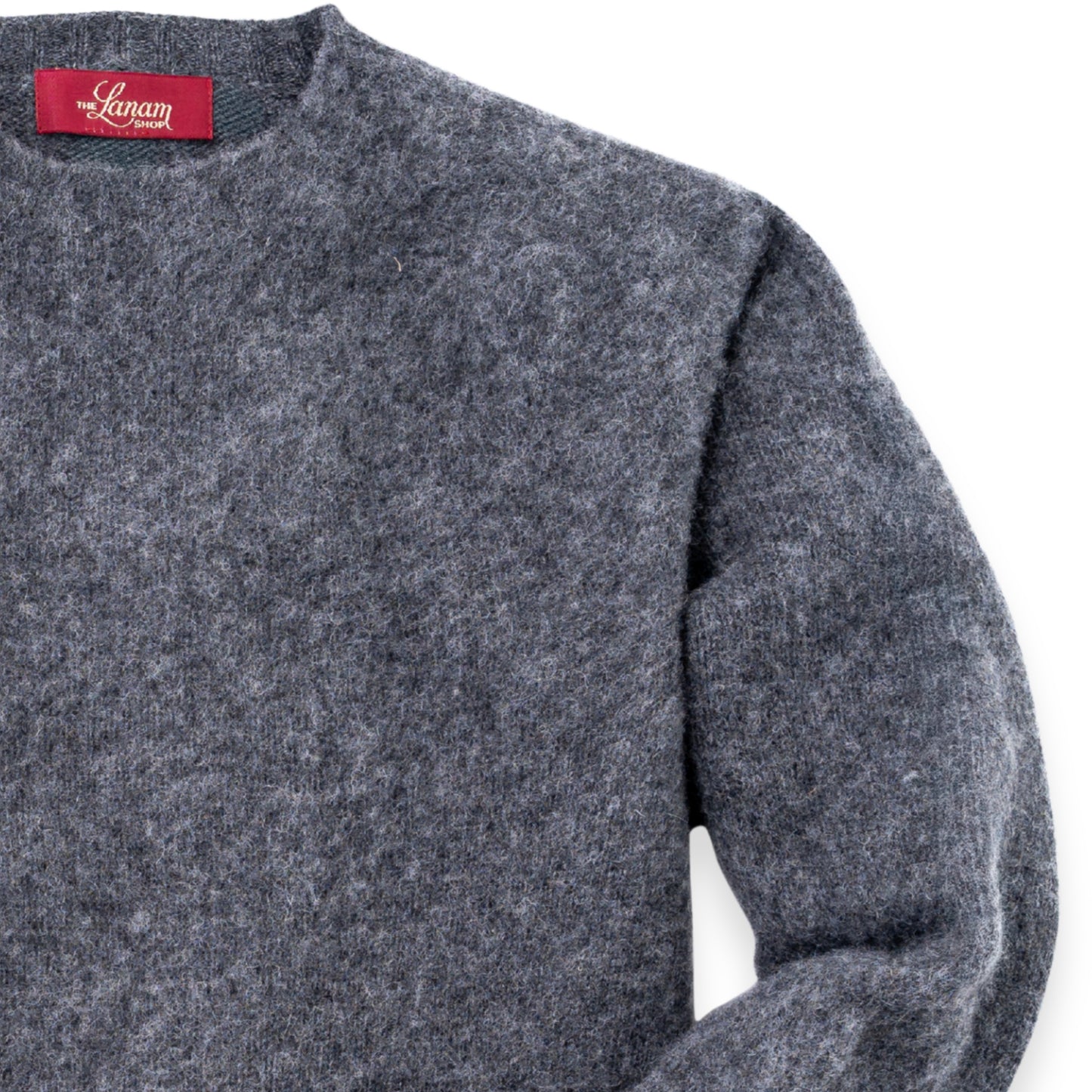 Men's Brushed Shetland Wool Crew Neck Sweater | Oxford Grey