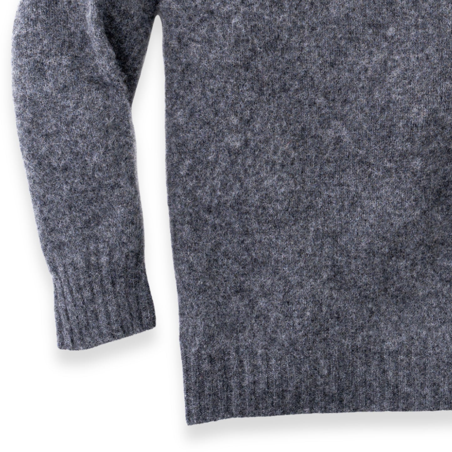 Men's Brushed Shetland Wool Crew Neck Sweater | Oxford Grey