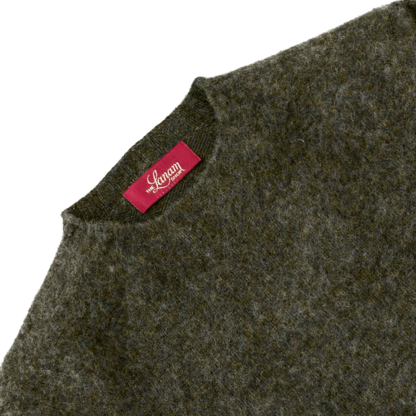 Men's Brushed Shetland Wool Crew Neck Sweater | Scots Pine Green