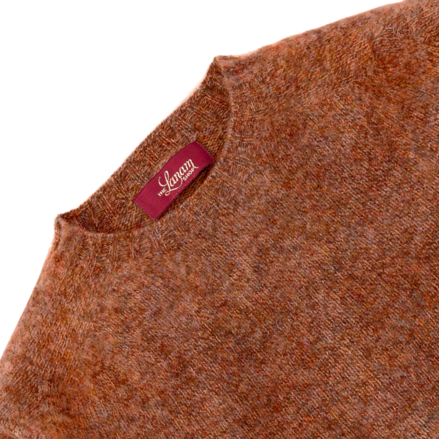 Men's Brushed Shetland Wool Crew Neck Sweater | Whiskey Brown