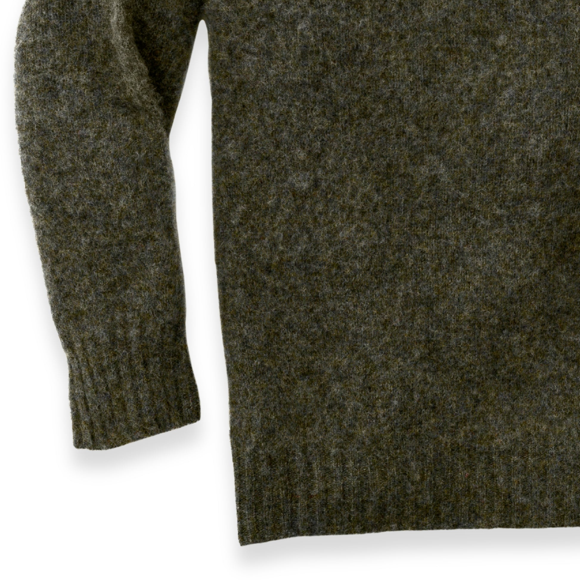 Men's Brushed Shetland Wool Crew Neck Sweater | Scots Pine Green