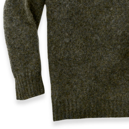 Men's Brushed Shetland Wool Crew Neck Sweater | Scots Pine Green