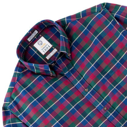 Men's Burgundy Plaid Luxury Blend Viyella Shirt