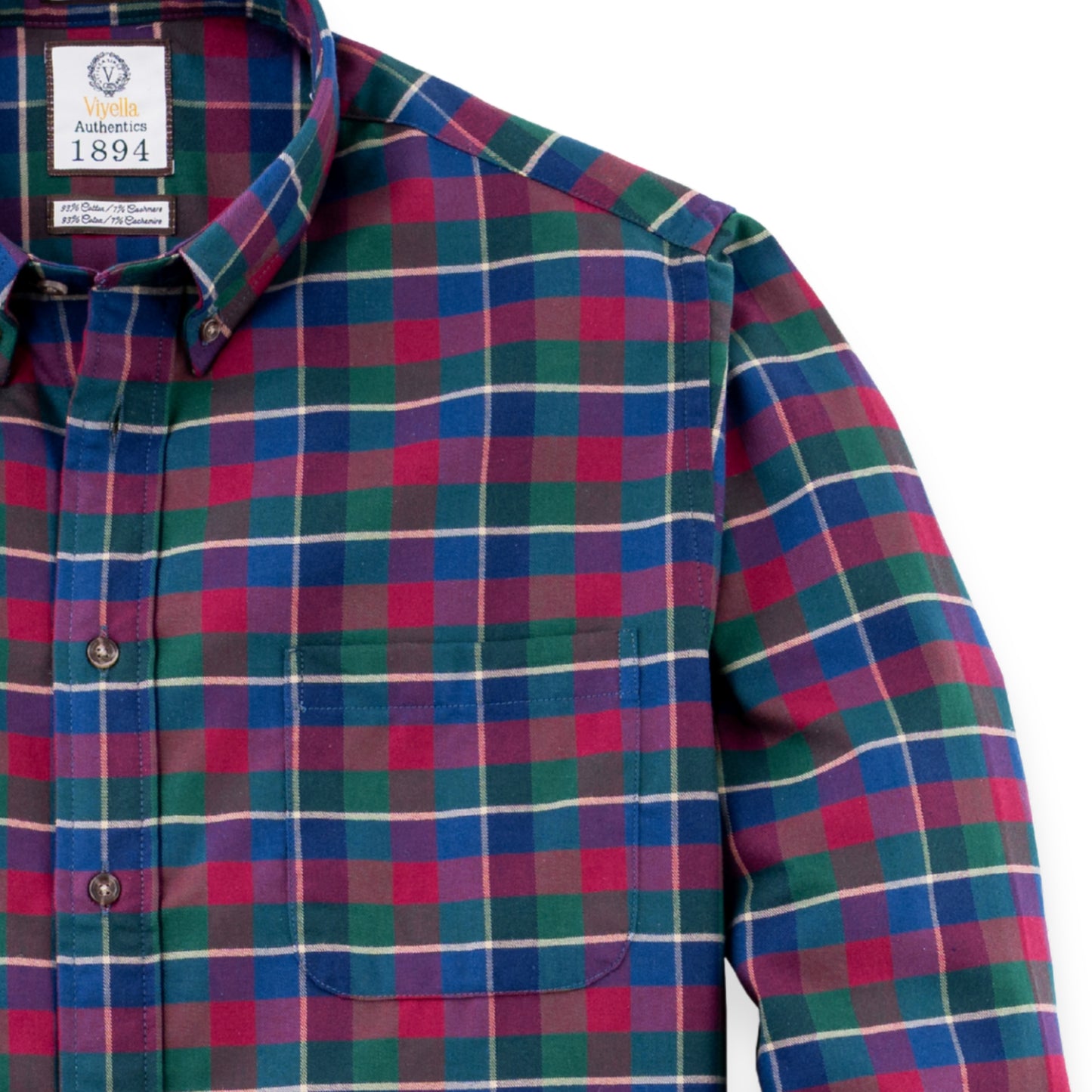 Men's Burgundy Plaid Luxury Blend Viyella Shirt