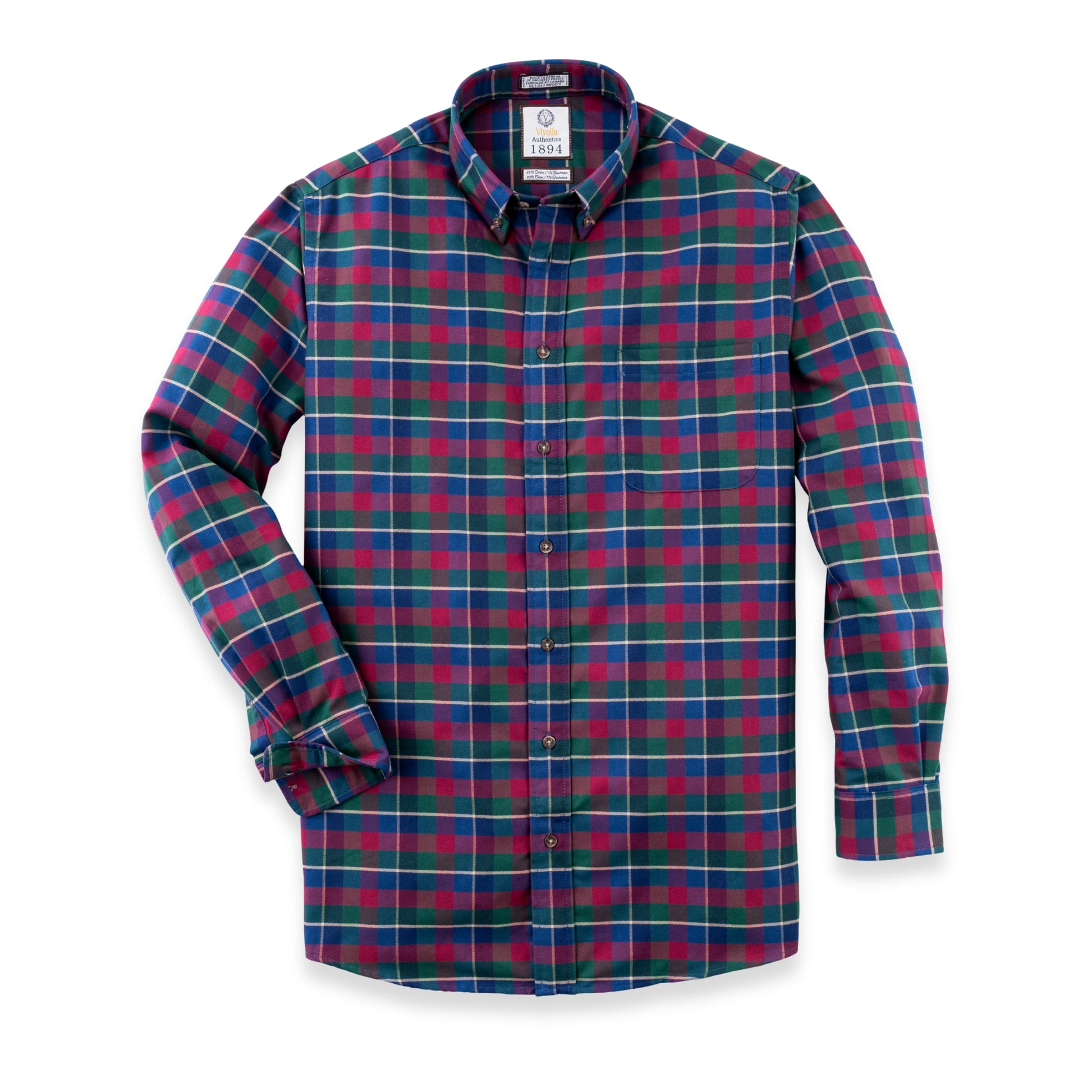 Men's Burgundy Plaid Luxury Blend Viyella Shirt