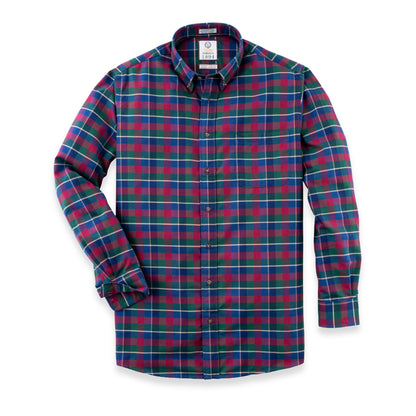 Men's Burgundy Plaid Luxury Blend Viyella Shirt