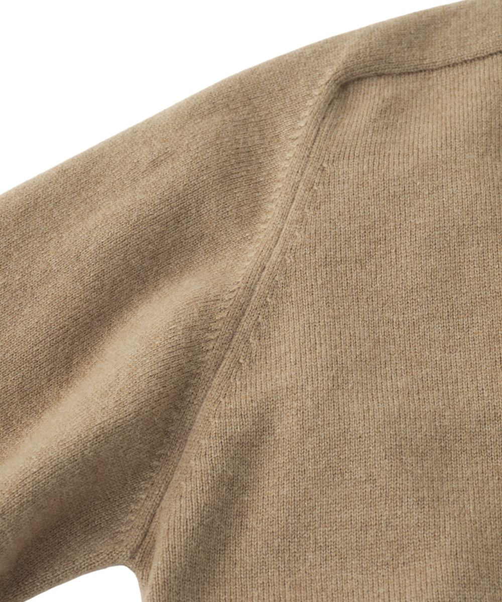 Men's Camel Hair Polo Sweater with Saddle Shoulder Made in Scotland