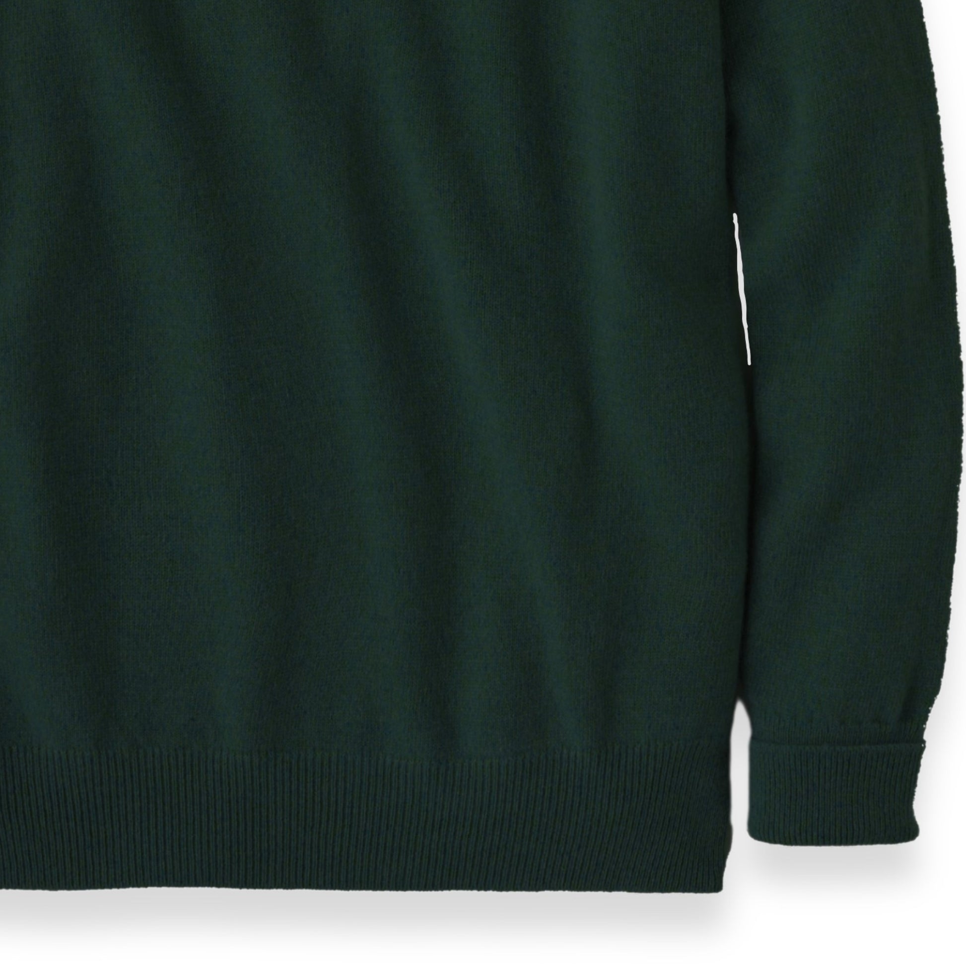 Men's Cashmere Crew Neck Sweater With Saddle Shoulder in Bottle Green | The Lanam Shop