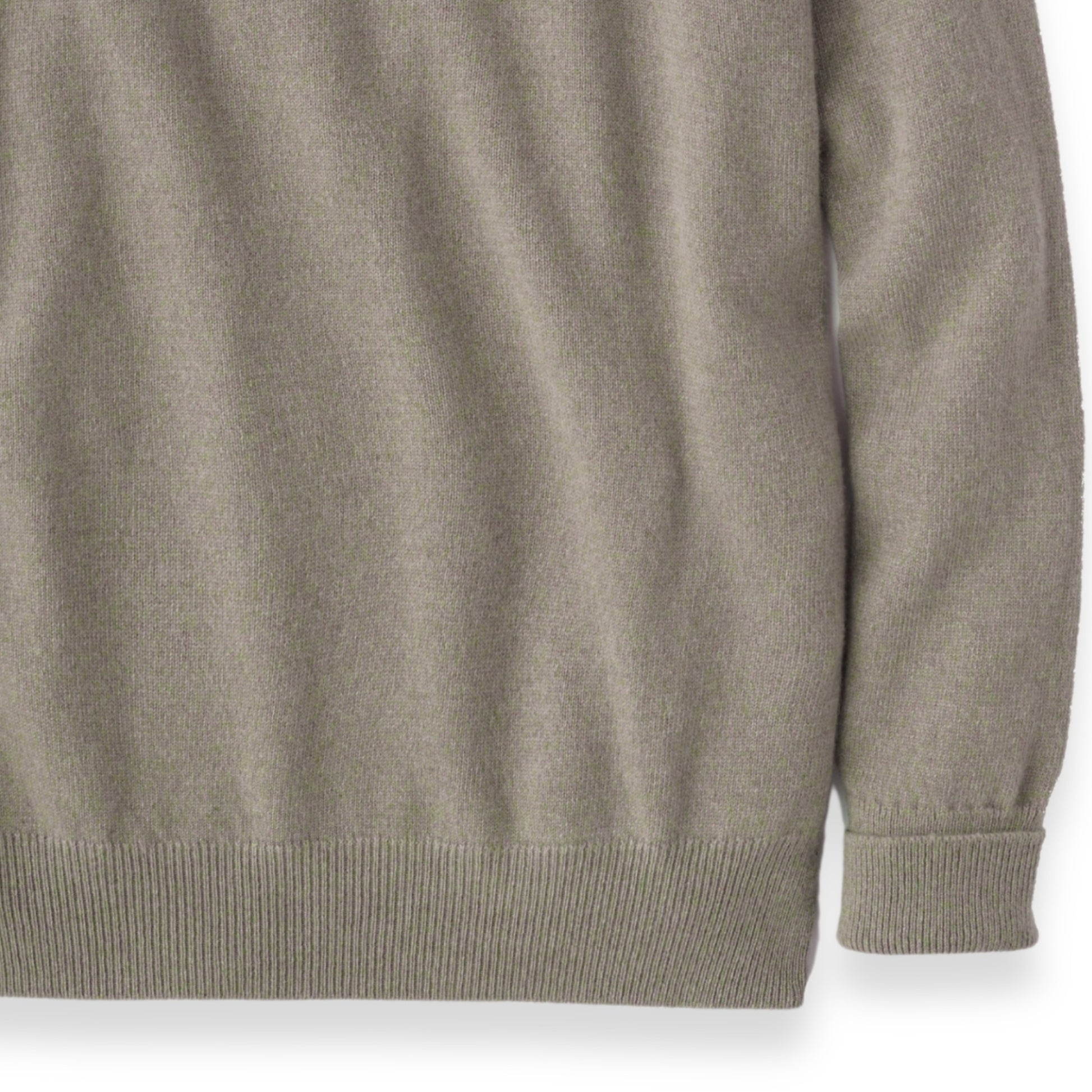 Men's Cashmere Crew Neck Sweater With Saddle Shoulder in Dark Natural | The Lanam Shop