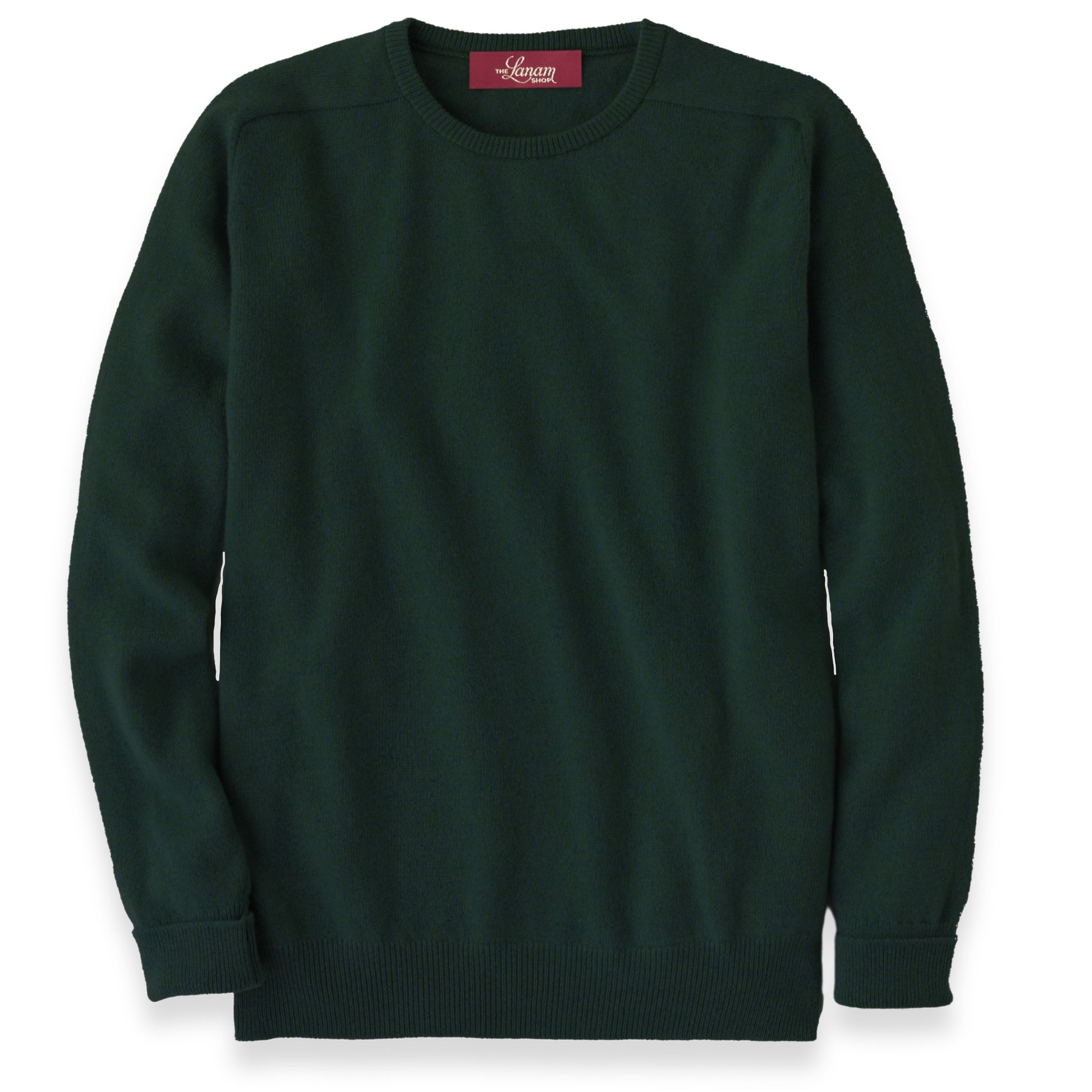 Men's Cashmere Crew Neck Sweater With Saddle Shoulder in Bottle Green | The Lanam Shop