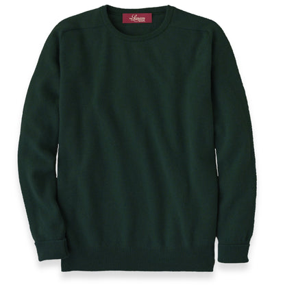 Men's Cashmere Crew Neck Sweater With Saddle Shoulder in Bottle Green | The Lanam Shop