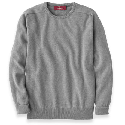 Men's Cashmere Crew Neck Sweater With Saddle Shoulder in Flannel Grey | The Lanam Shop