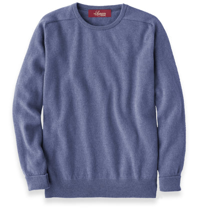 Men's Cashmere Crew Neck Sweater With Saddle Shoulder in Lapis | The Lanam Shop