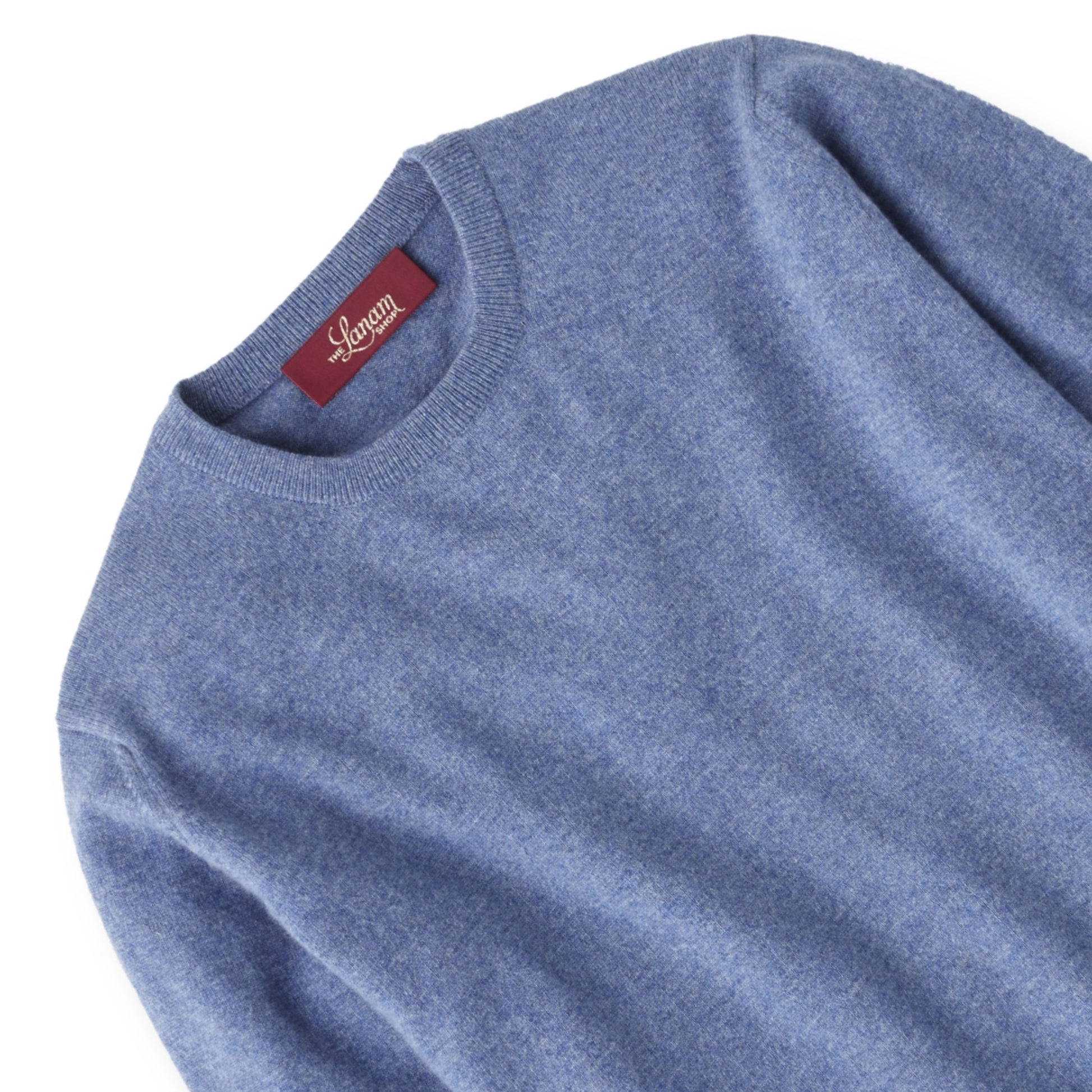 Men's Cashmere Crew Neck Sweater With Set-In Sleeve in Lapis | The Lanam Shop